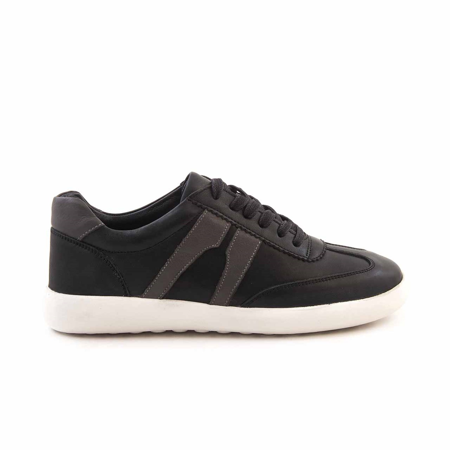 Kemal Tanca Erkek Hakiki Deri Siyah Antrasıt Spor & Sneaker Ayakkabı