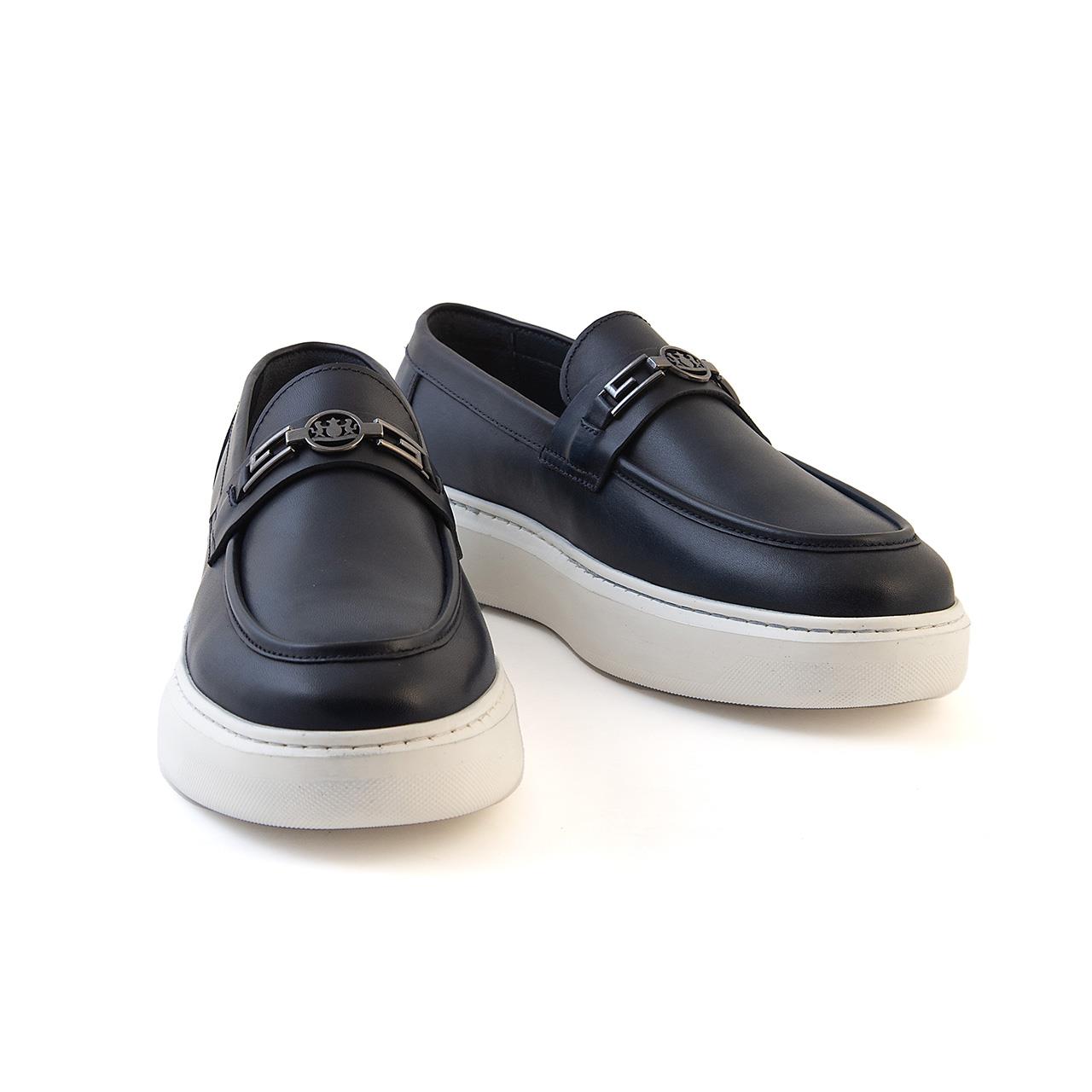 Kemal Tanca Erkek Hakiki Deri Termo Taban Lacivert Günlük Ayakkabı