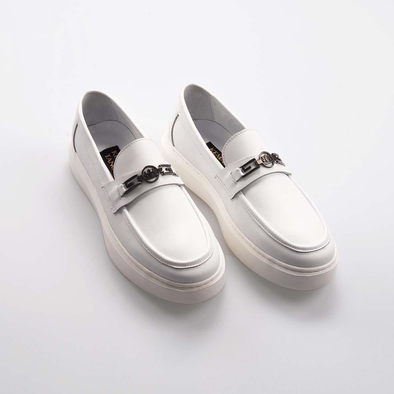 Kemal Tanca Erkek Hakiki Deri Termo Taban Beyaz Günlük Ayakkabı