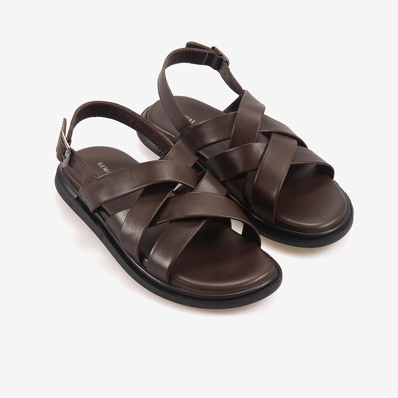 Kemal Tanca Erkek Kauçuk Tabanlı Deri Comfort Günlük Çapraz Bantlı Sandalet 555