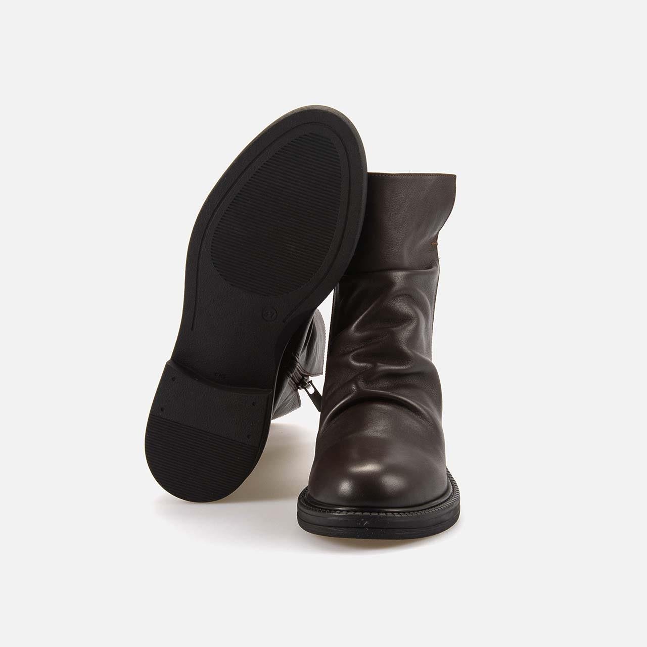 Kemal Tanca Kadın Hakiki Deri Kauçuk Taban Kahverengi Topuklu Bot 