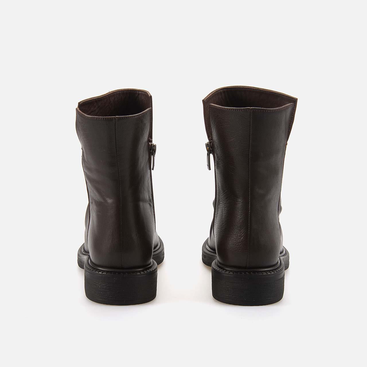 Kemal Tanca Kadın Hakiki Deri Kauçuk Taban Kahverengi Topuklu Bot 