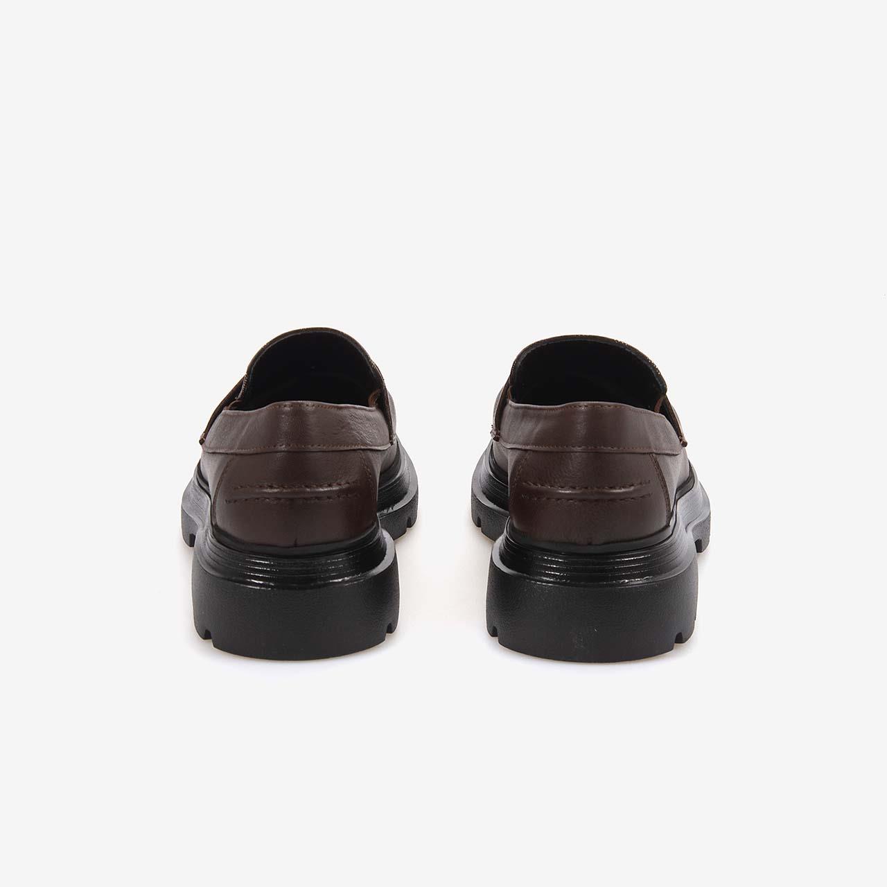 Kemal Tanca Hakiki Deri Kahverengi Günlük Kadın Ayakkabı T804