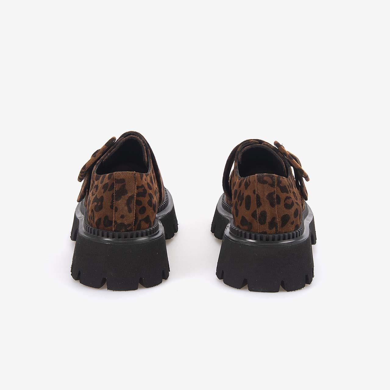 Kemal Tanca  Hakiki Deri Leopar Desenli Kadın Loafer 426-02