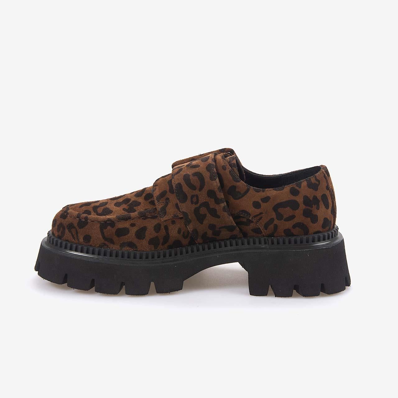 Kemal Tanca  Hakiki Deri Leopar Desenli Kadın Loafer 426-02