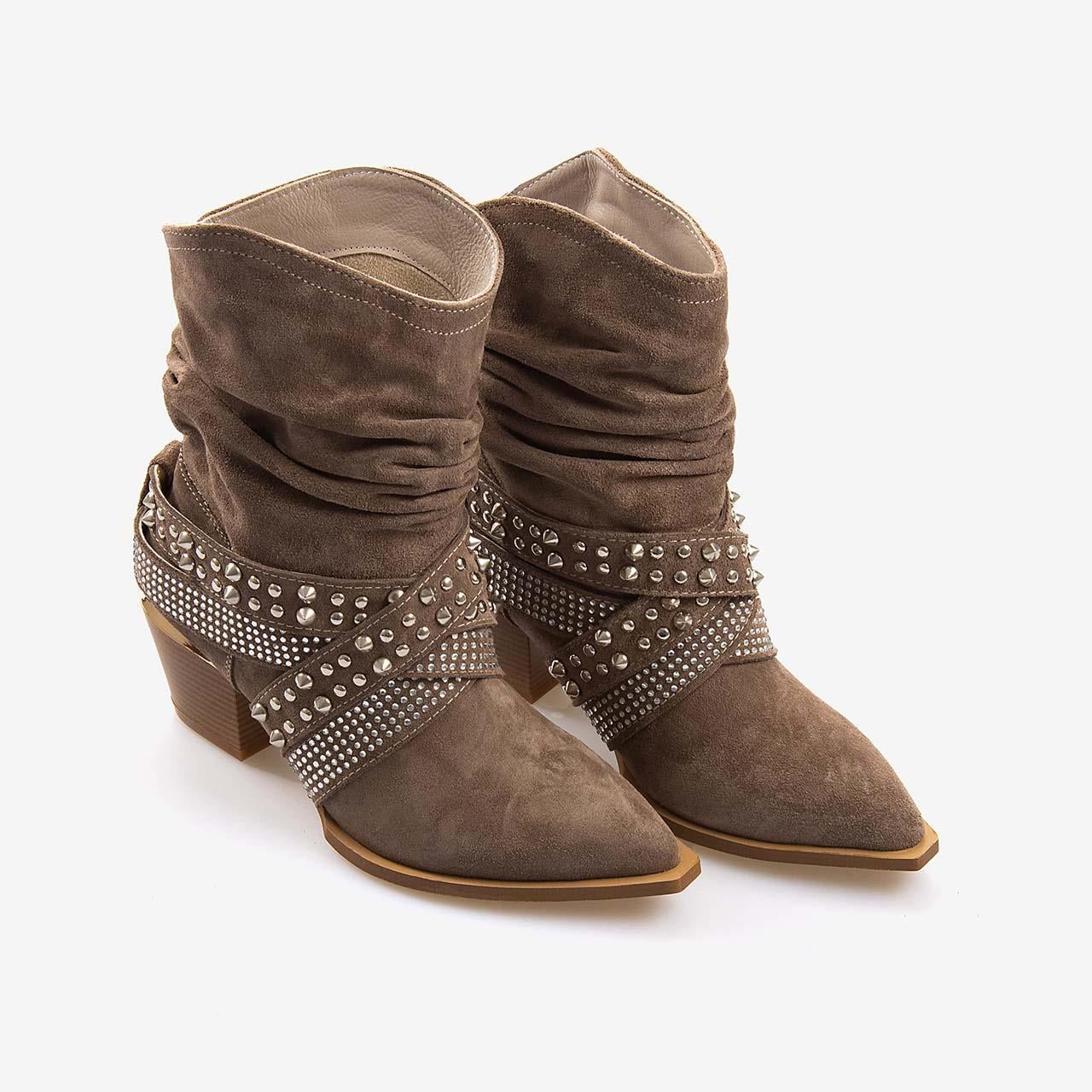 Kemal Tanca Hakiki Deri Süet Kadın Western Bot 26-103152K