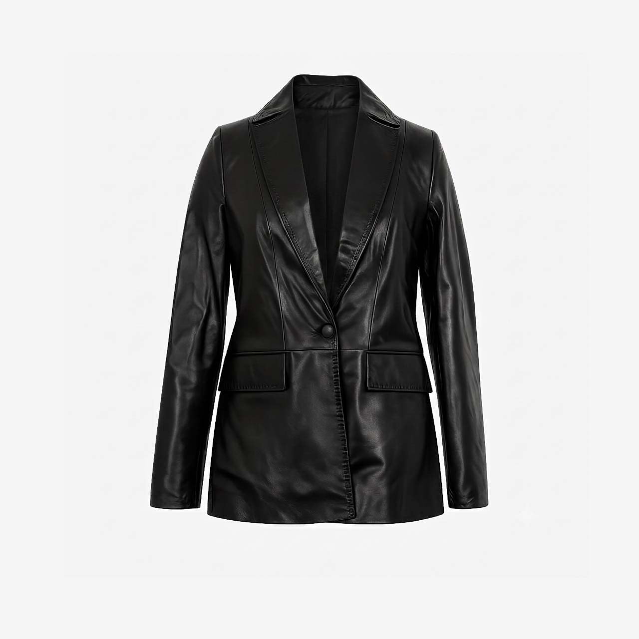 Kemal Tanca Hakiki Deri Tek Düğmeli Kadın Blazer Ceket BO-1942