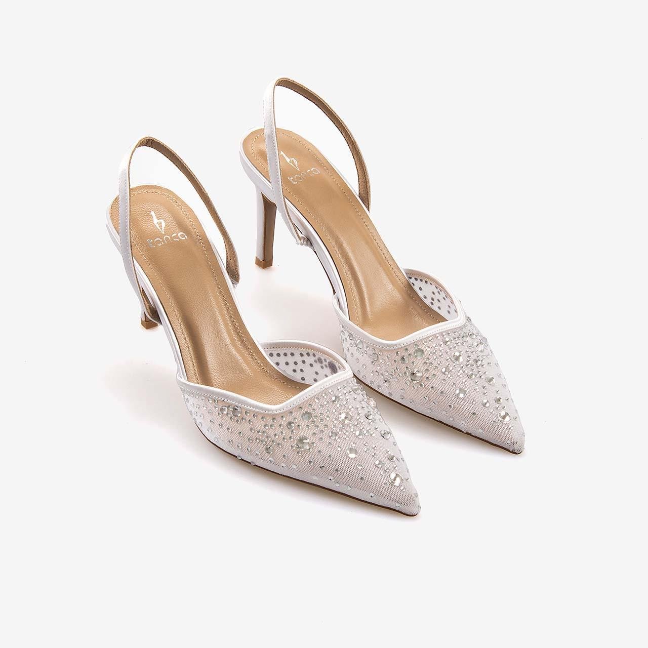 Kemal Tanca Kadın Gece & Abiye Beyaz File Ayakkabı