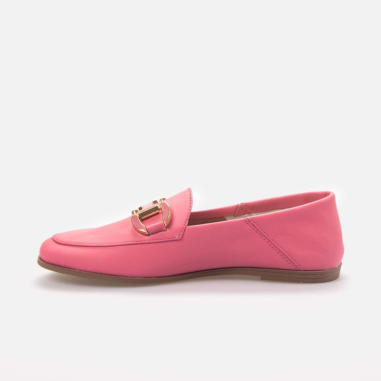 Kemal Tanca Kadın Hakiki Deri Kauçuk Taban Pembe Loafer Konforlu Babet