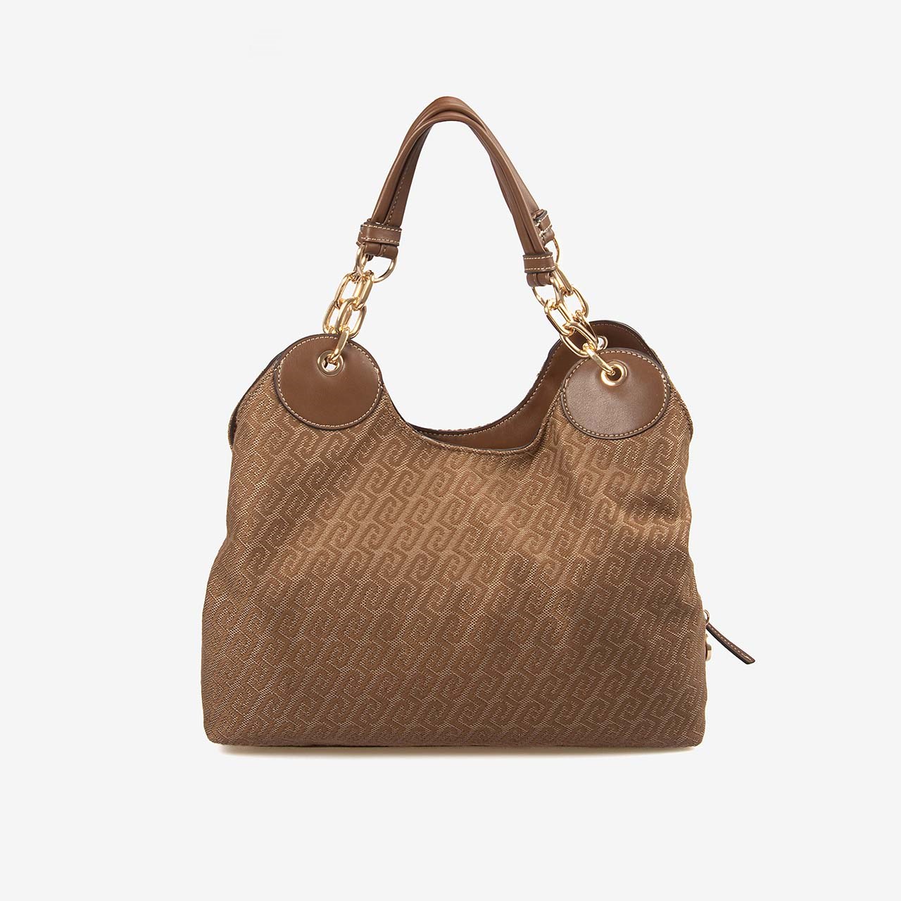 Liu Jo Kadın Vegan Kahverengi Monogram Logolu Zincir Saplı Satchel El Ve Omuz Çantası AF6024