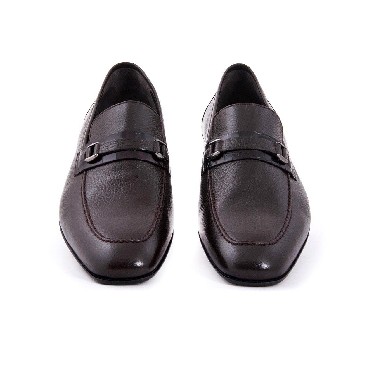 Mocassini Erkek Hakiki Deri Kösele Taban Kahverengi Klasik Ayakkabı