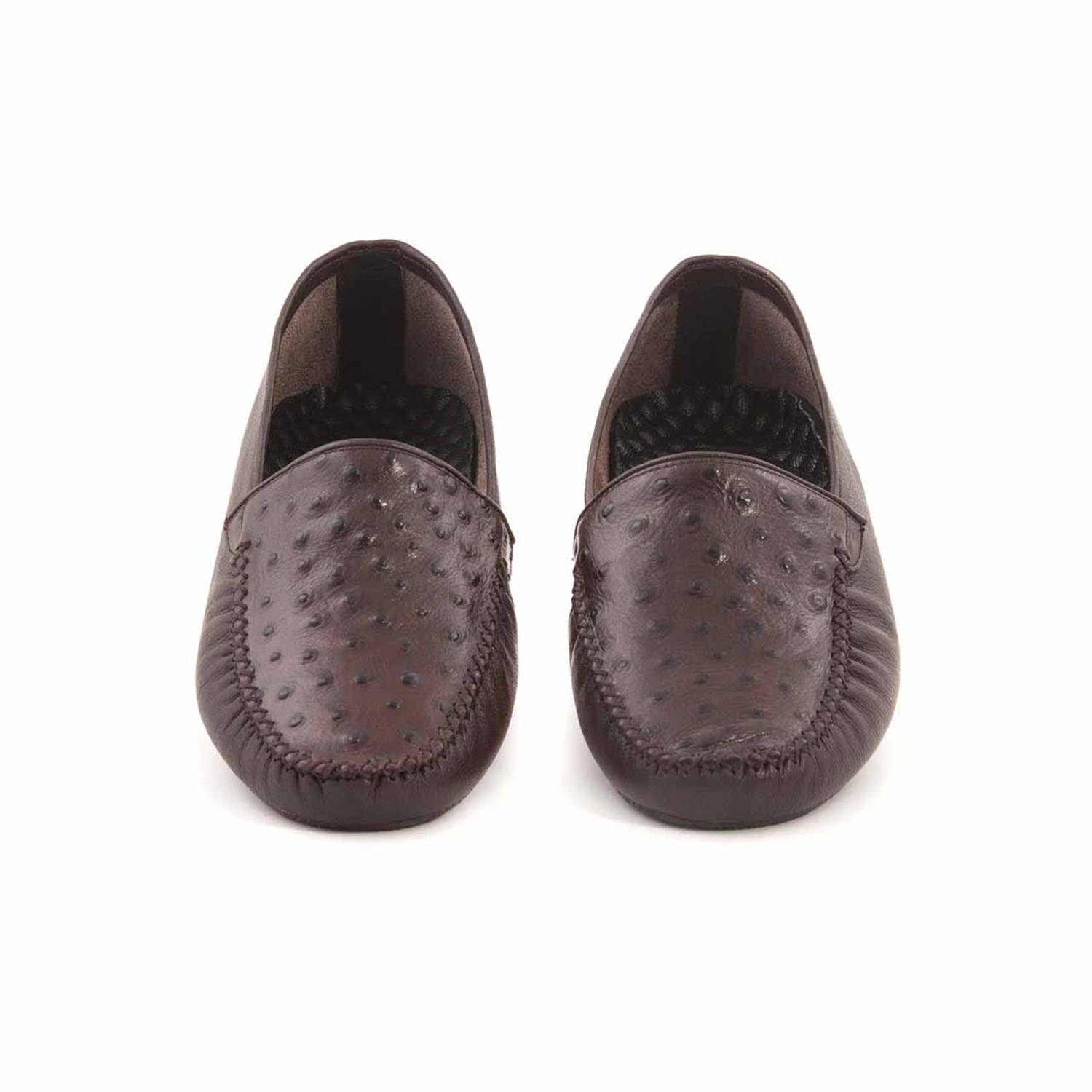 Mocassini Erkek Hakiki Deri Kauçuk Taban Kahverengi Terlik Terlik