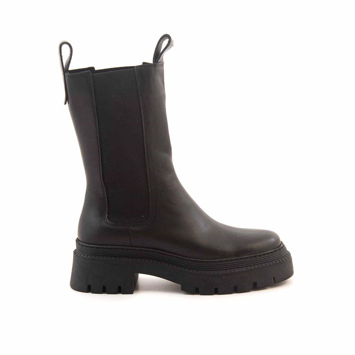 Mocassini Kadın Hakiki Deri Kauçuk Taban Siyah Günlük Bot