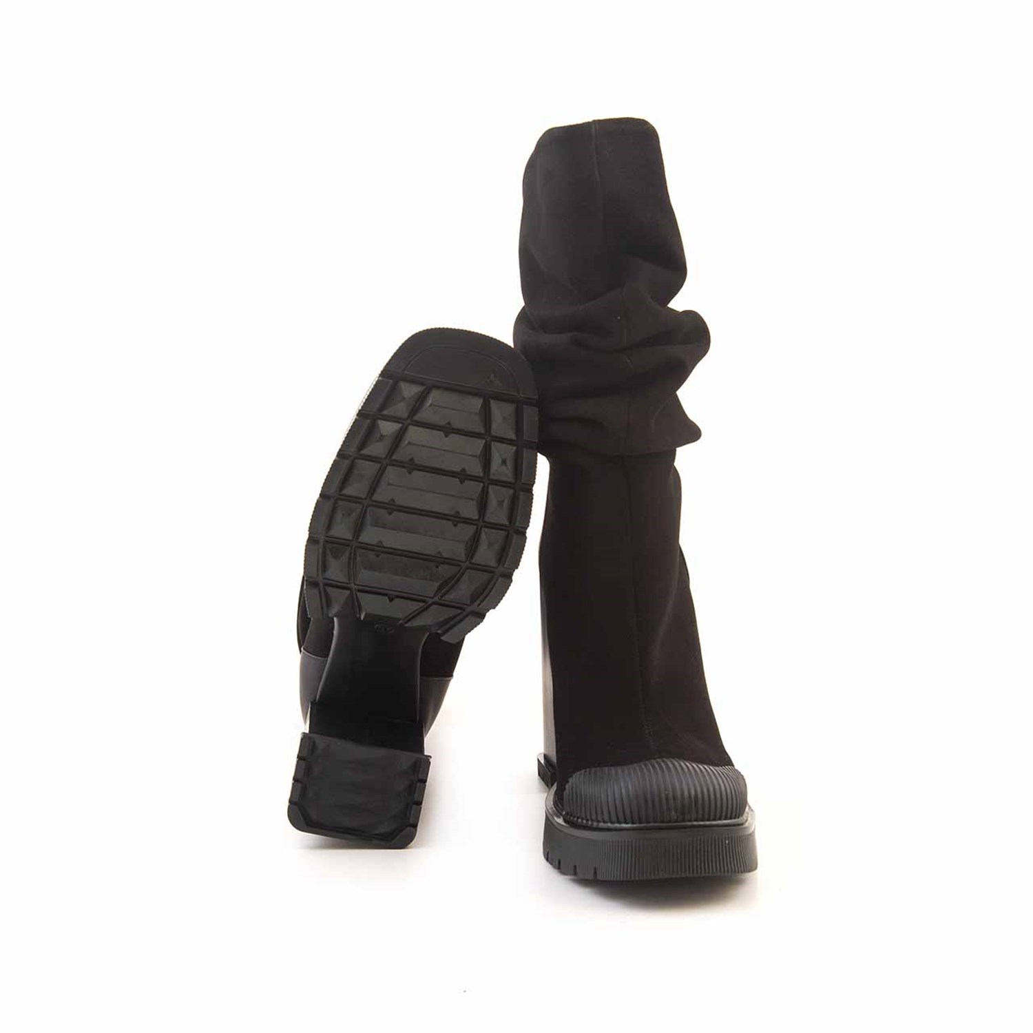 Mocassini Kadın Hakiki Deri Eva Taban Siyah Süet Günlük Bot