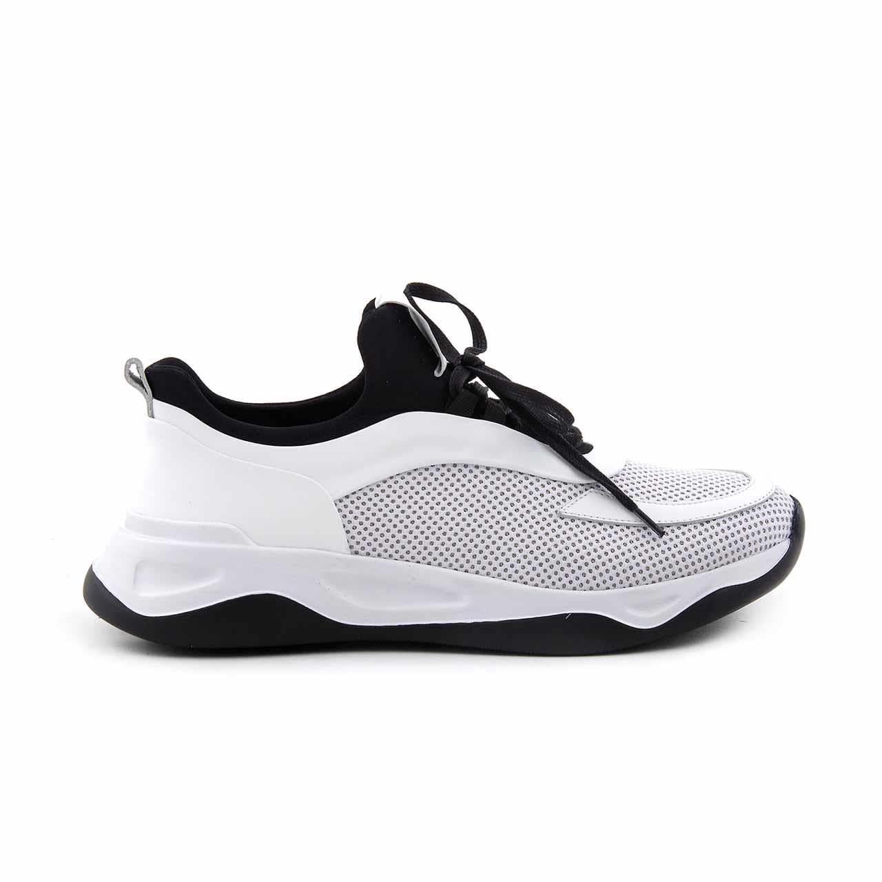 Mocassini Erkek Hakiki Deri Beyaz-Siyah Spor & Sneaker Ayakkabı