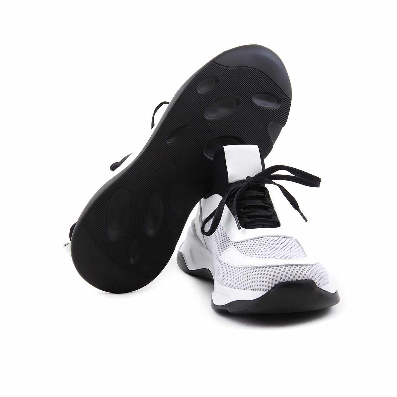 Mocassini Erkek Hakiki Deri Beyaz-Siyah Spor & Sneaker Ayakkabı