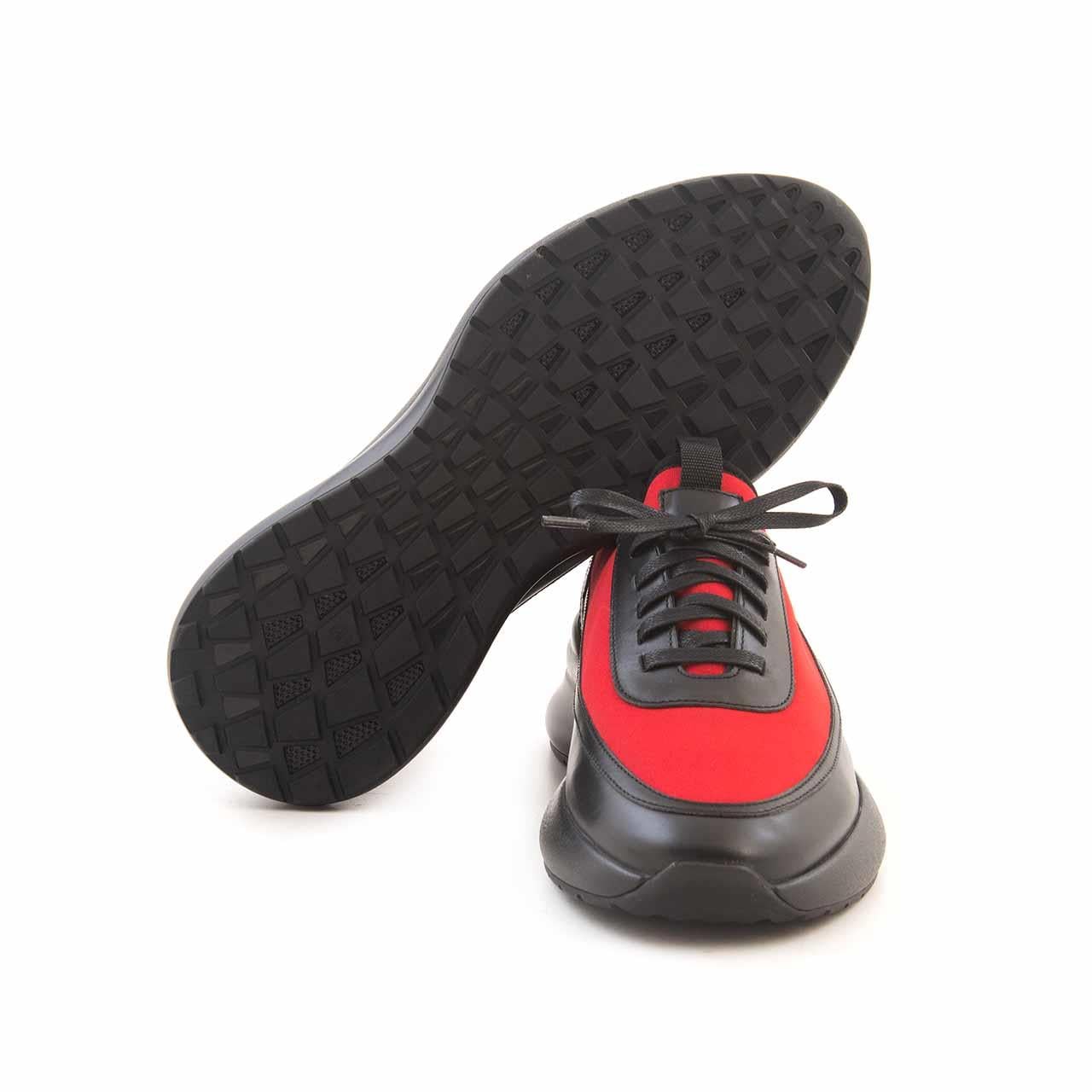 Mocassini Erkek Hakiki Deri Kauçuk Taban Siyah-Kırmızı Spor & Sneaker Ayakkabı
