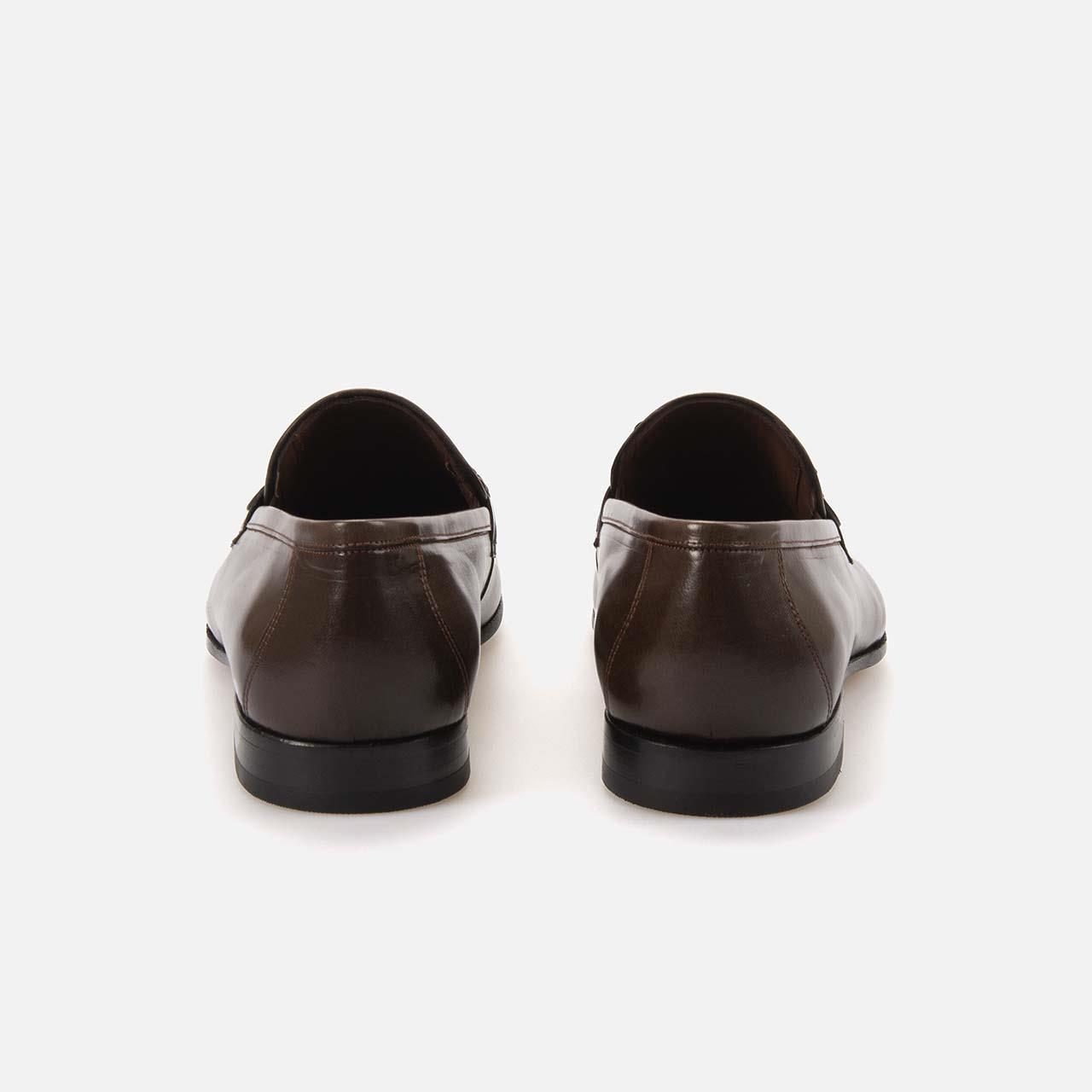 Mocassini Gold Erkek Hakiki Piton Kösele Taban Kahverengi Klasik Ayakkabı