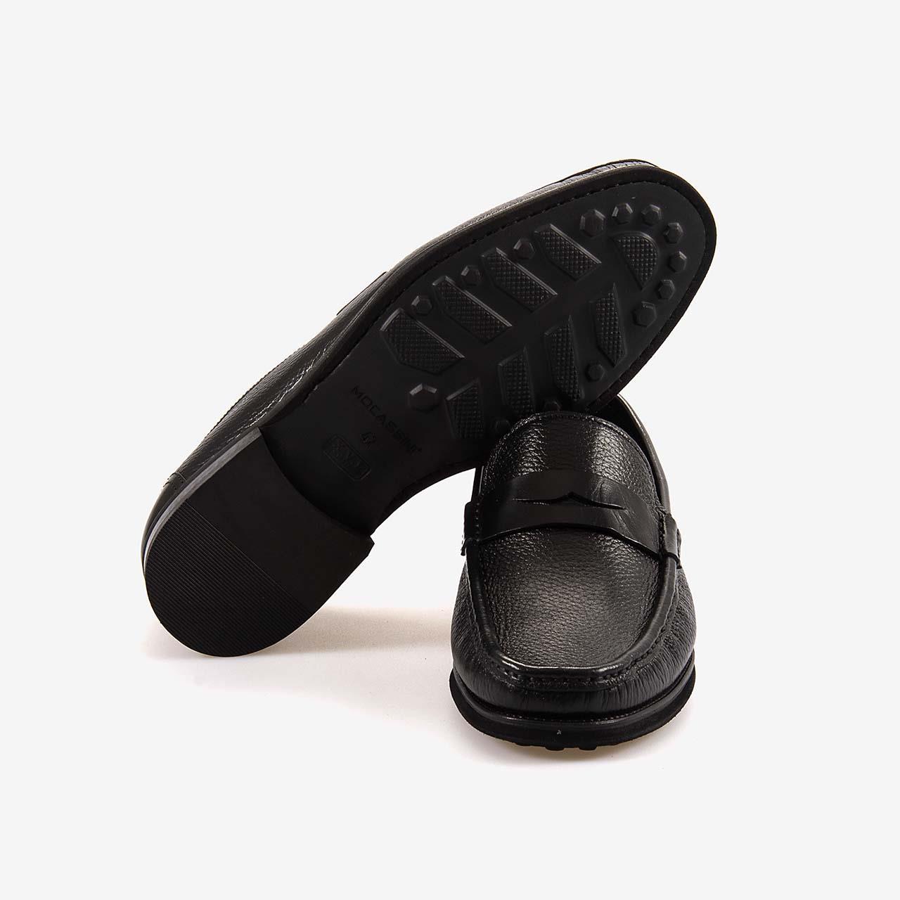 Mocassini Hakiki Deri Erkek Günlük Siyah Ayakkabı