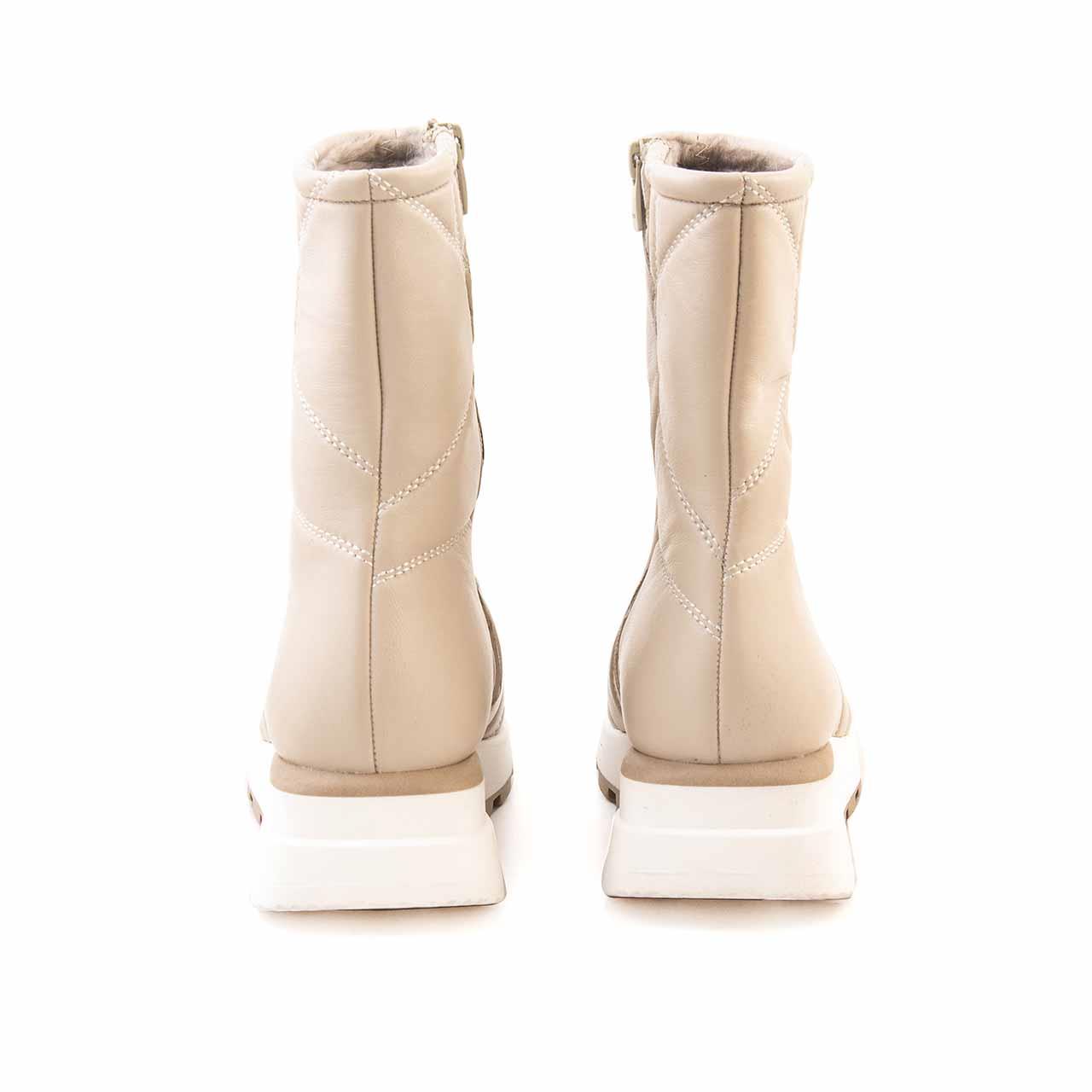 Mocassini Kadın Hakiki Deri Kauçuk Taban Bej Günlük Bot