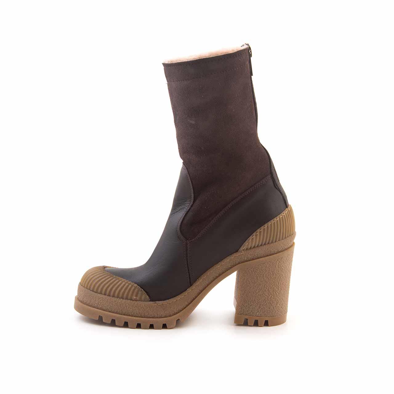 Mocassini Kadın Hakiki Deri Kauçuk Taban Kahverengi Günlük Bot