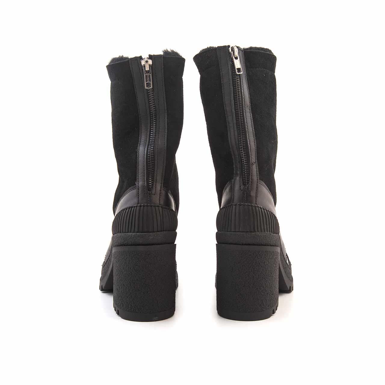 Mocassini Kadın Hakiki Deri Kauçuk Taban Siyah Günlük Bot