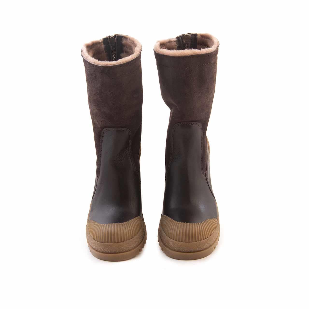 Mocassini Kadın Hakiki Deri Kauçuk Taban Kahverengi Günlük Bot