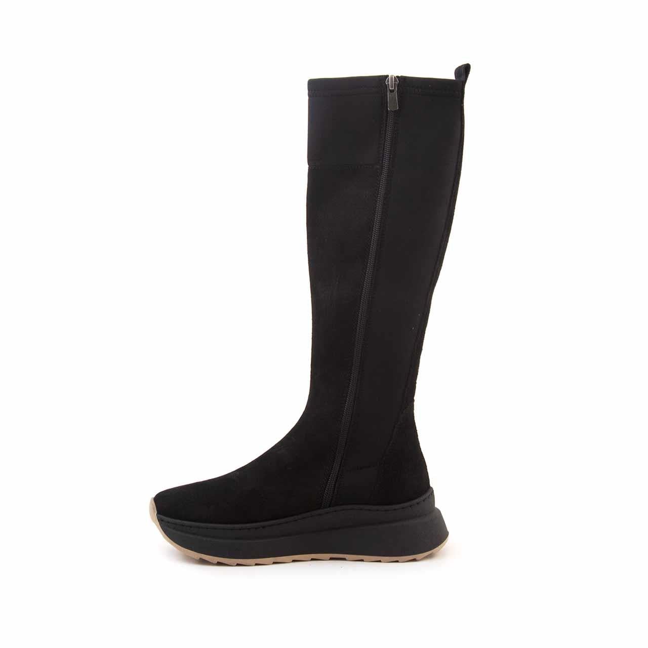 Mocassini Kadın Hakiki Deri Kauçuk Taban Siyah Süet Günlük Çizme