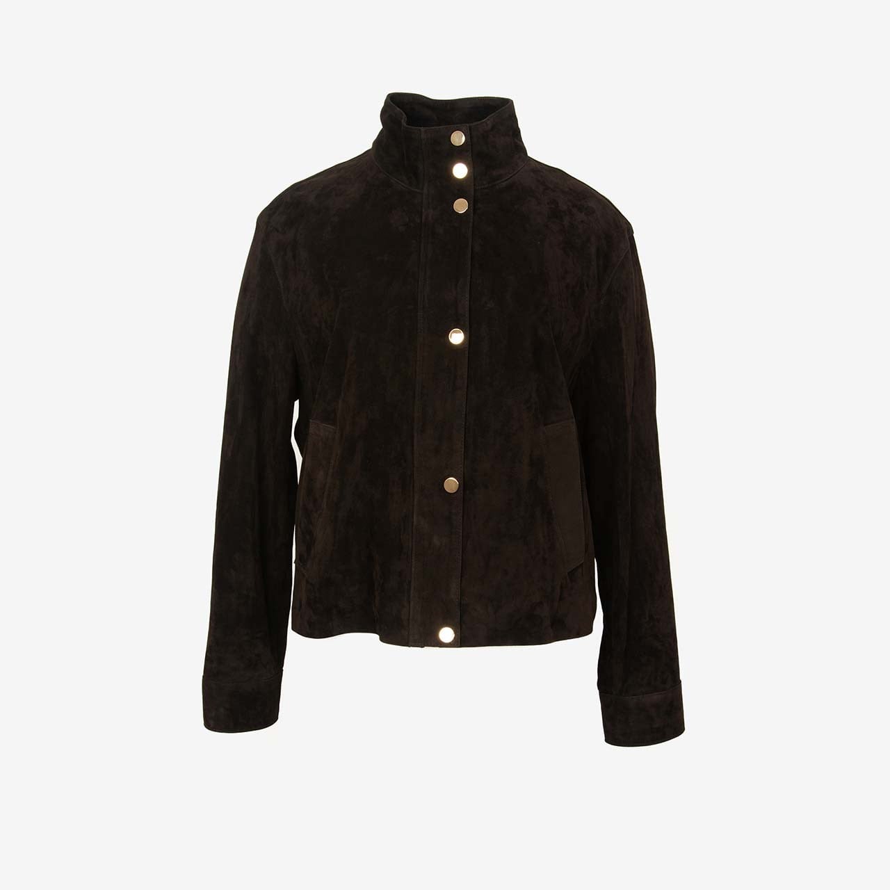 Mocassini Kadın Dik Yaka Çıtçıtlı Kahve Deri Süet Ceket BK-2830