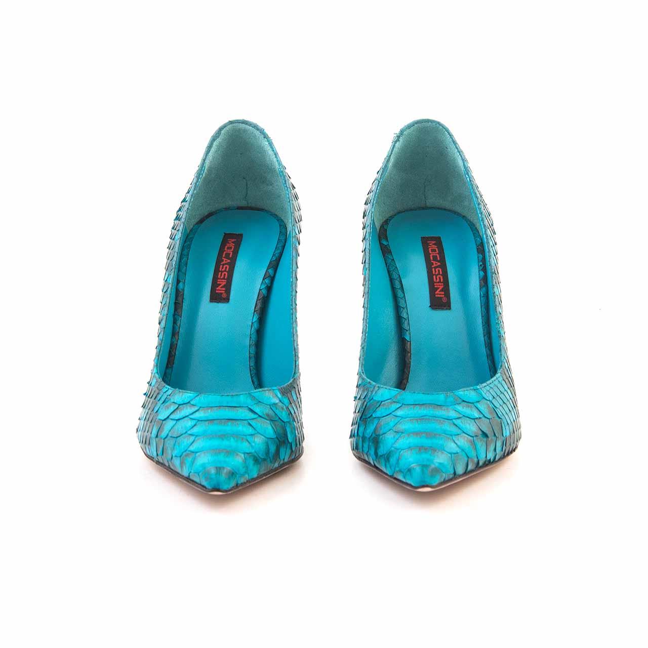 Mocassini Kadın Hakiki Deri Enjeksiyon Microlight Taban Turkuaz Gece & Abiye Ayakkabı