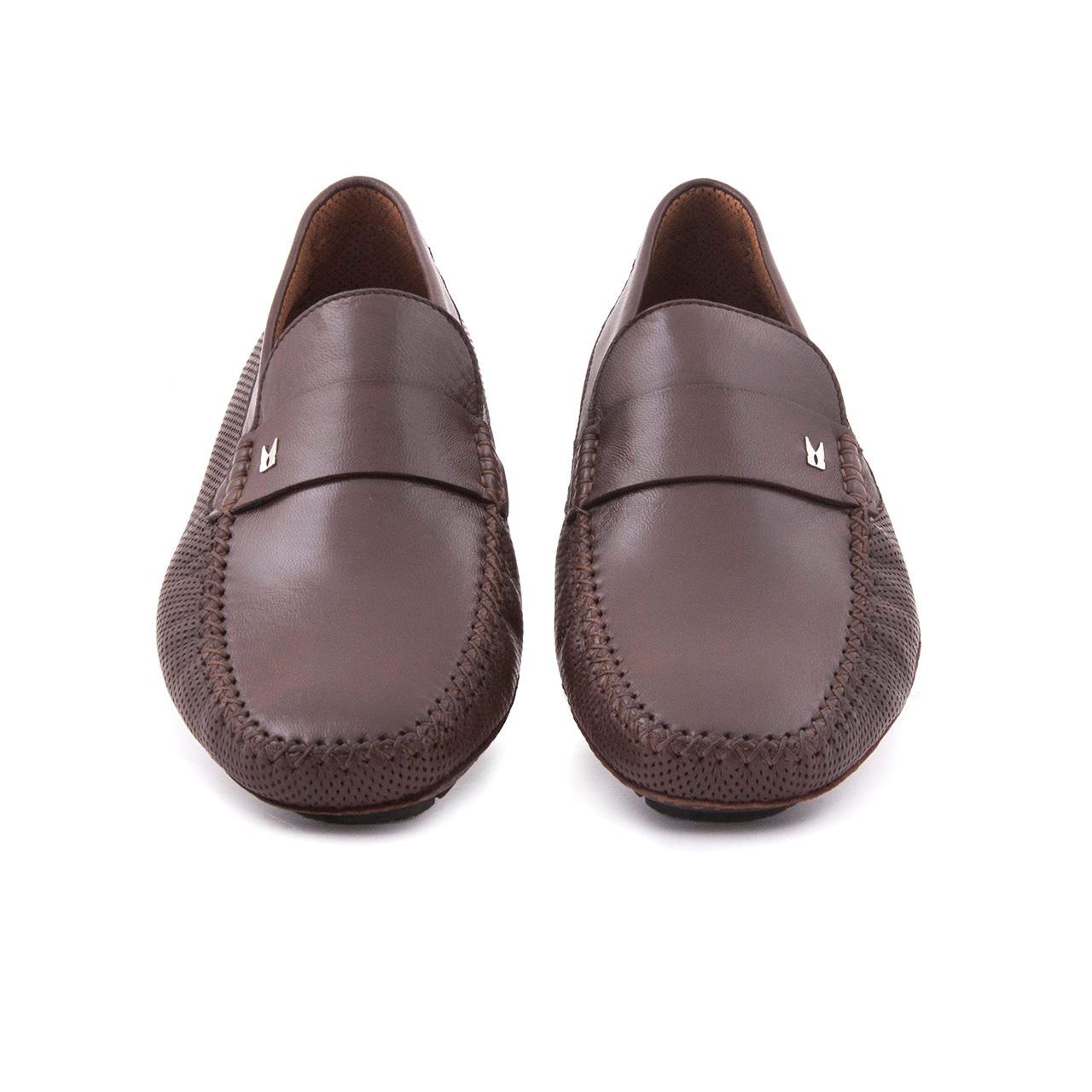 Moreschi Erkek Hakiki Deri Kauçuk Taban Kahverengi Loafer Konforlu Ayakkabı