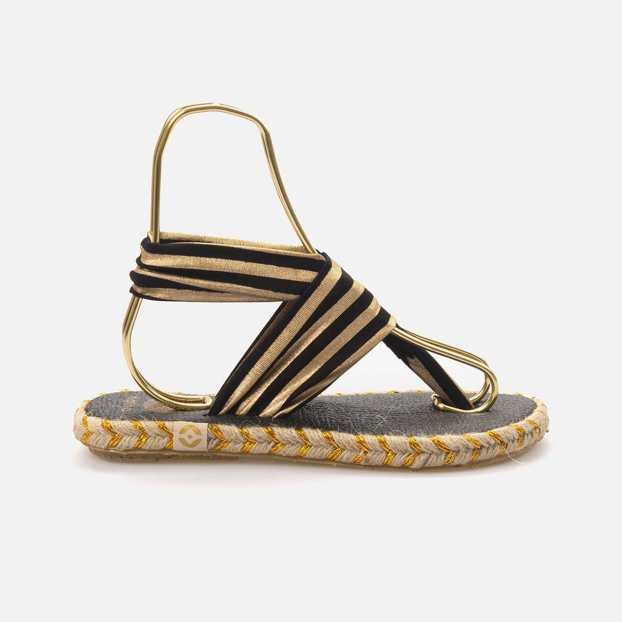 Nalho Kadın Siyah-Altın Sarısı Sandalet Terlik