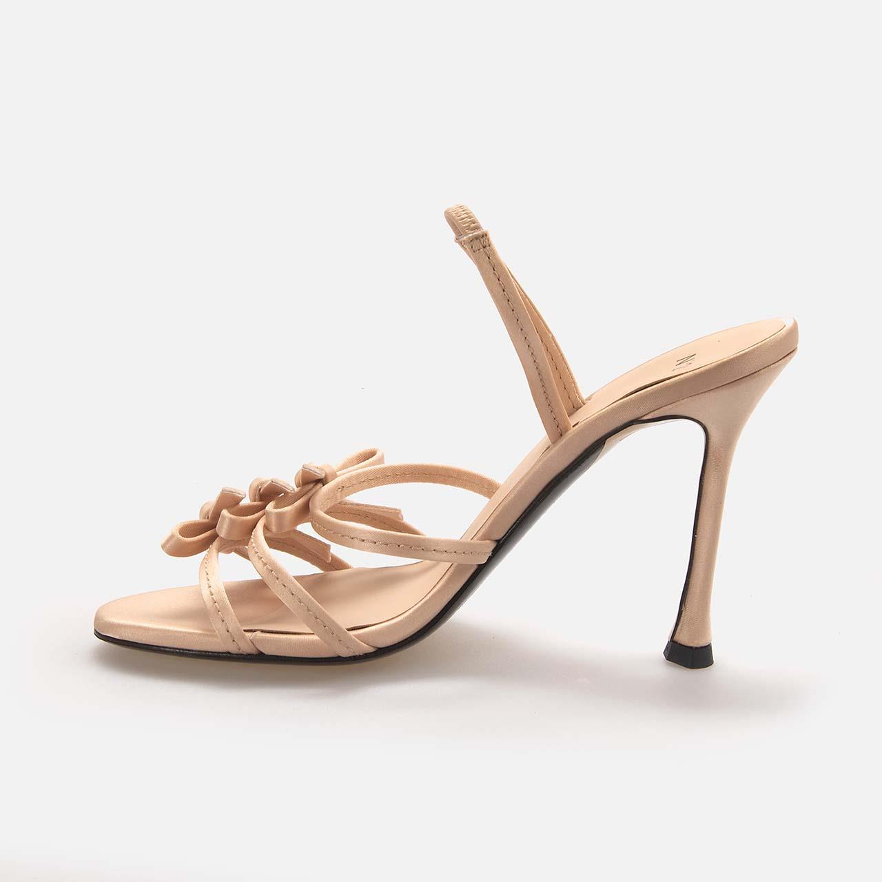 No21 Kadın Hakiki Deri Neolit Taban Bej Topuklu Ayakkabı