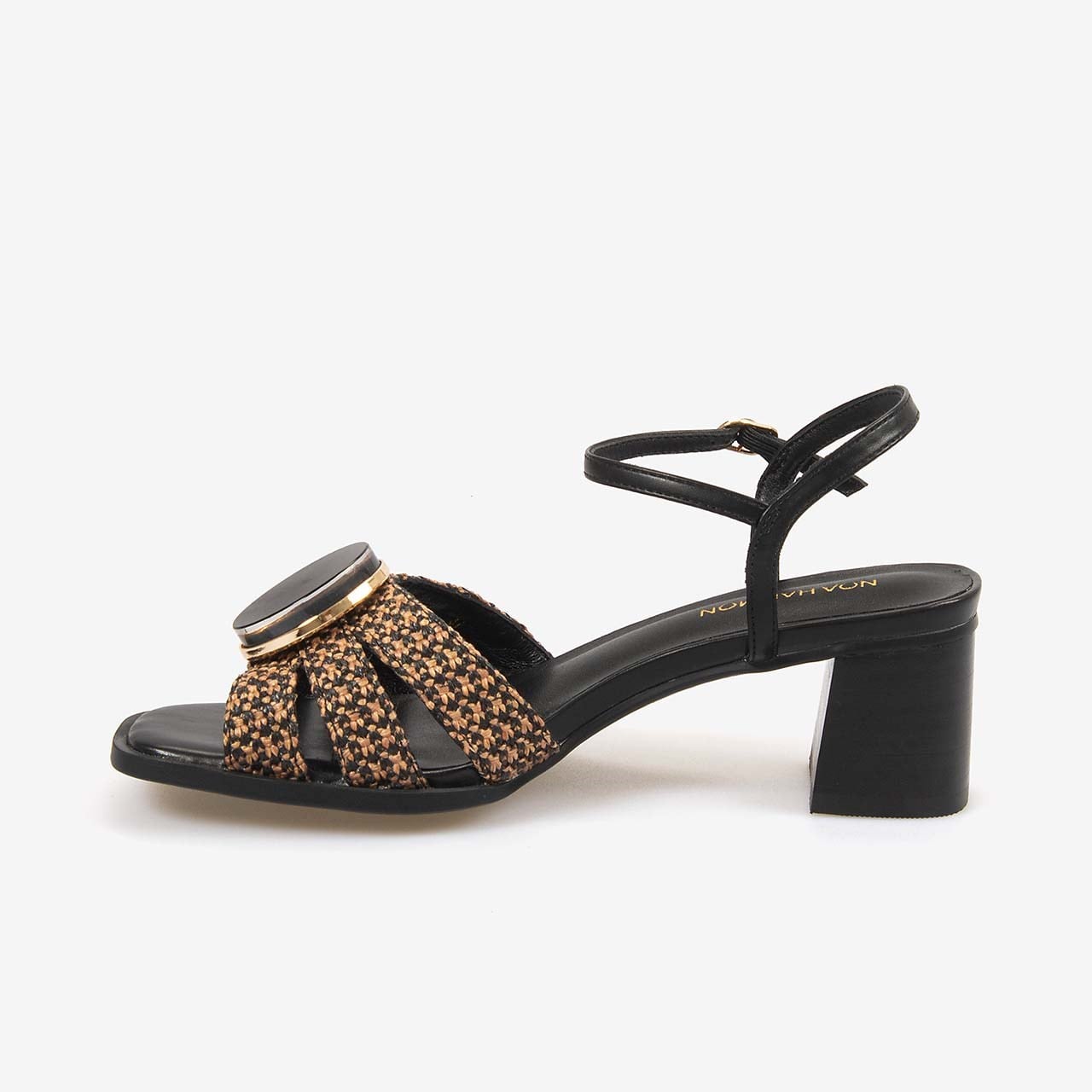 Noa Harmon Kadın Ayarlanabilir Kayışlı Black-Cuero 5cm Topuklu Sandalet 10287