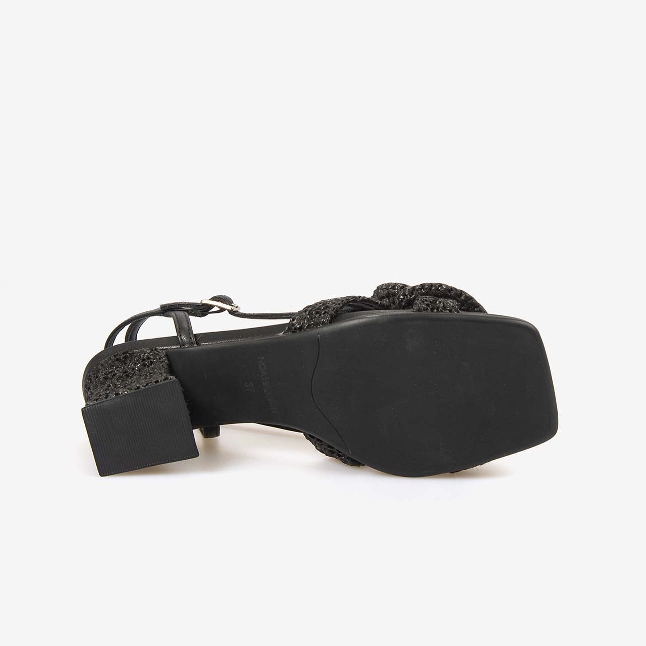 Noa Harmon Kadın Çiçek İşlemeli 6,5cm Black Hasır Topuklu Sandalet 10017