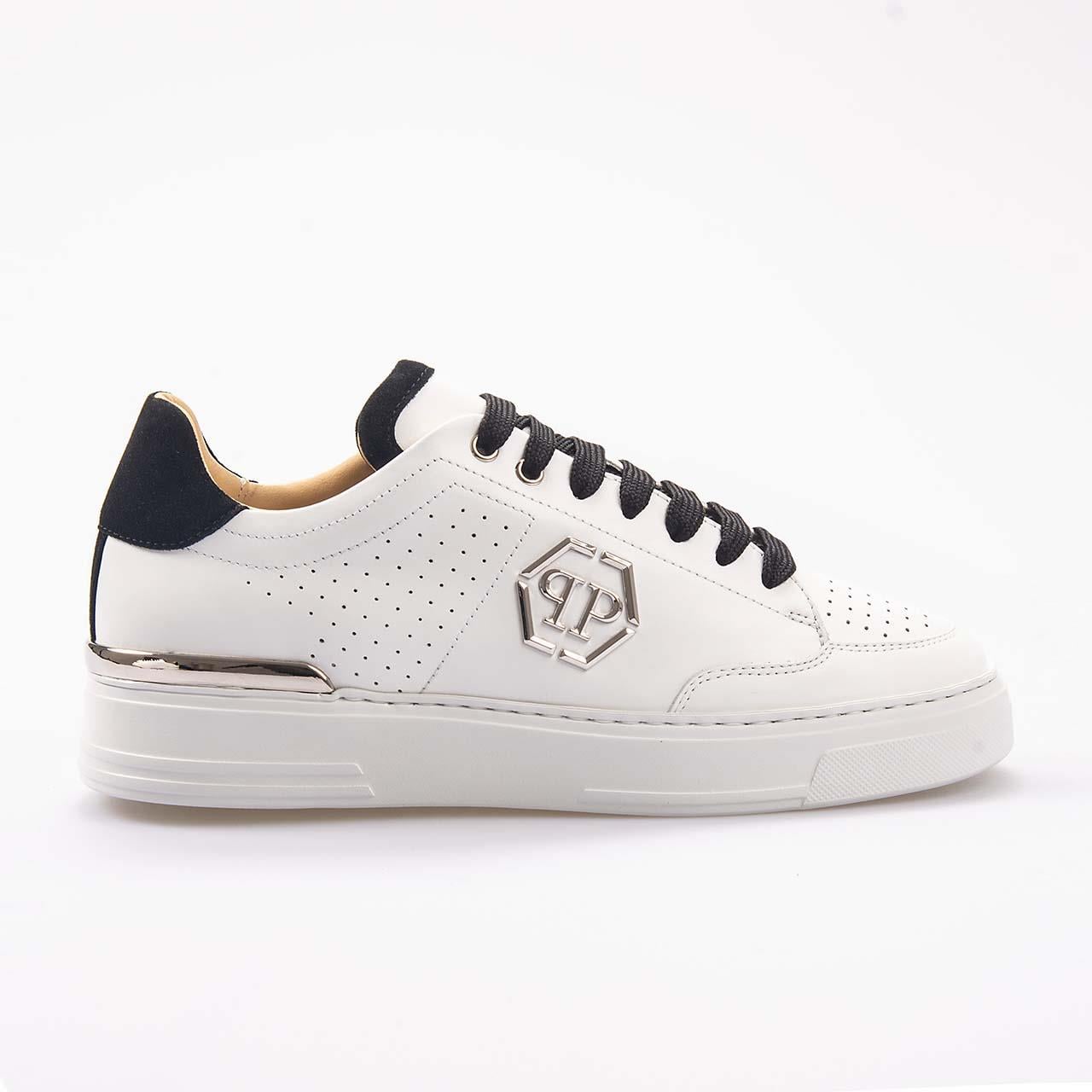 Philipp Plein Erkek Hakiki Deri Beyaz-Siyah Spor & Sneaker Ayakkabı