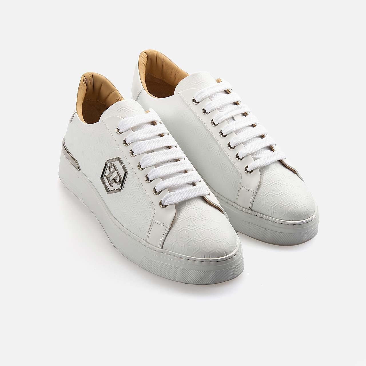 Philipp Plein Erkek Hakiki Deri Beyaz Spor & Sneaker Ayakkabı