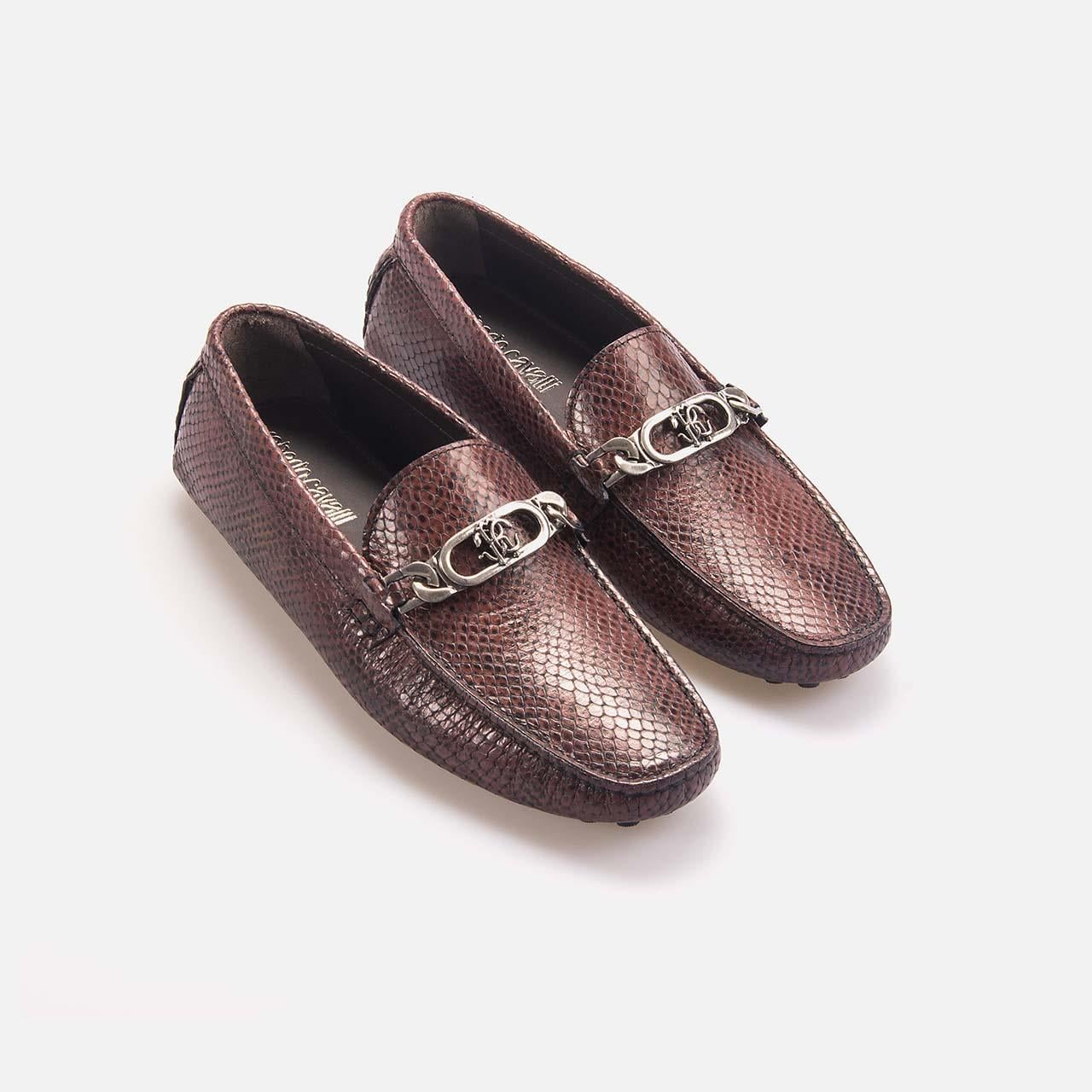Roberto Cavalli Erkek Hakiki Deri Choccolate Python Loafer Konforlu Ayakkabı