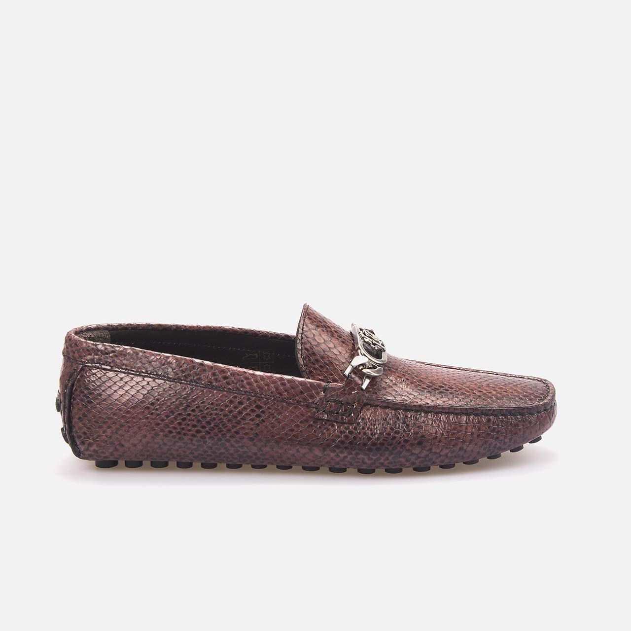 Roberto Cavalli Erkek Hakiki Deri Choccolate Python Loafer Konforlu Ayakkabı