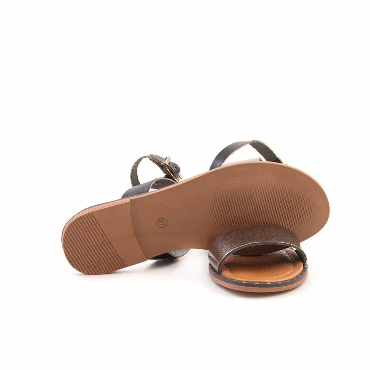 Rouge Kadın Hakiki Deri Siyah-Platin Sandalet 