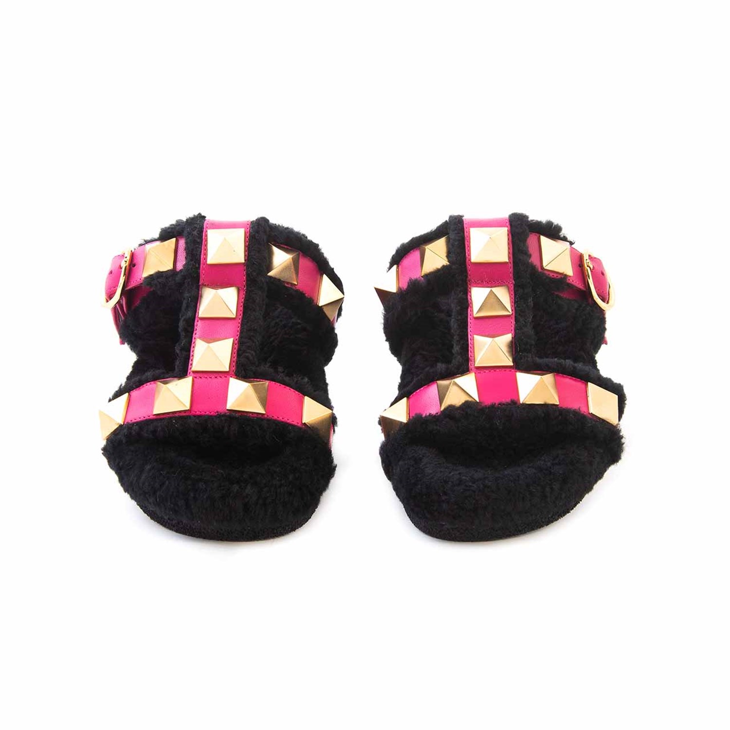 Rouge Kadın Hakiki Deri Microlight Taban Siyah-Fusya Terlik Sandalet