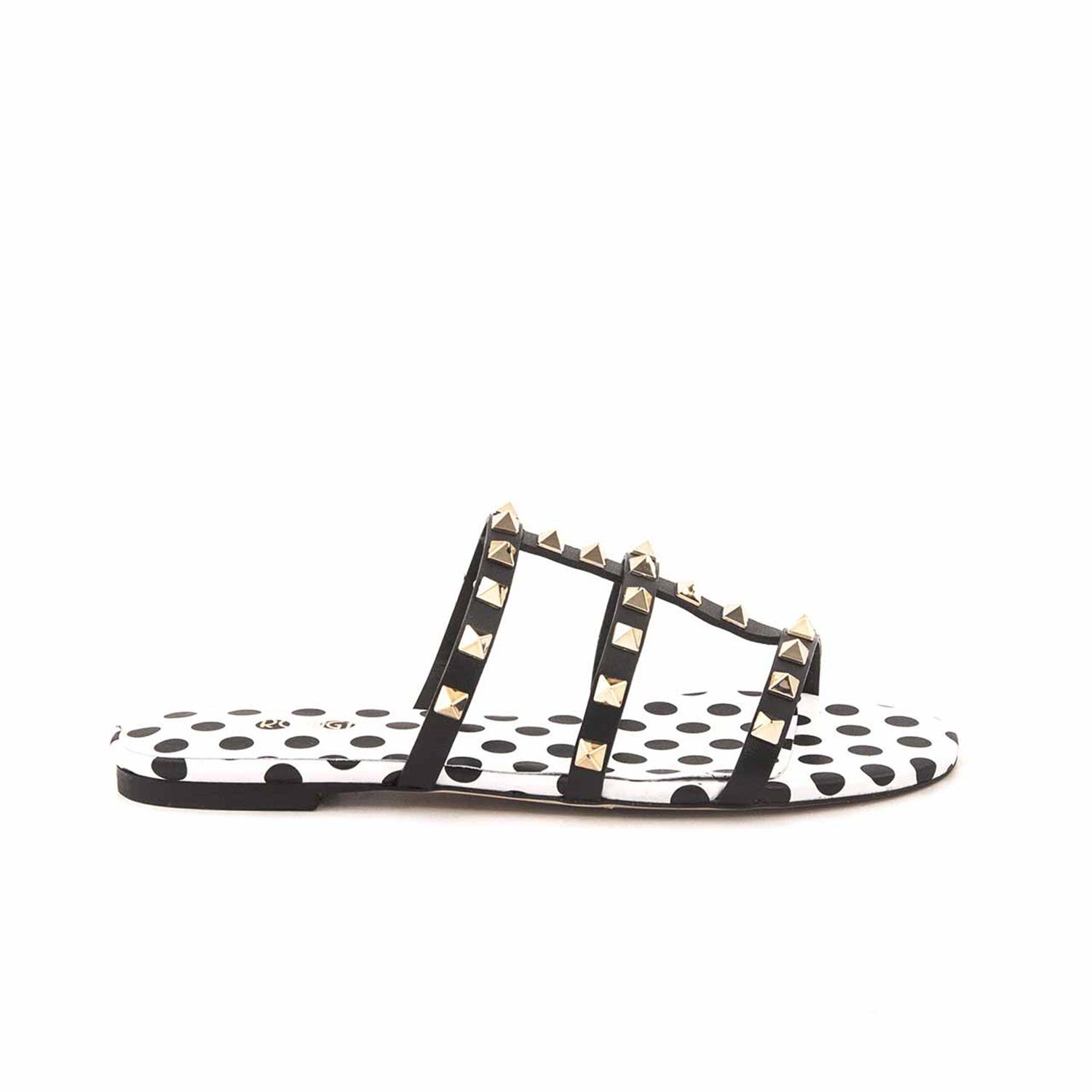 Rouge Kadın Hakiki Deri Neolit Taban Siyah - Beyaz Terlik Terlik