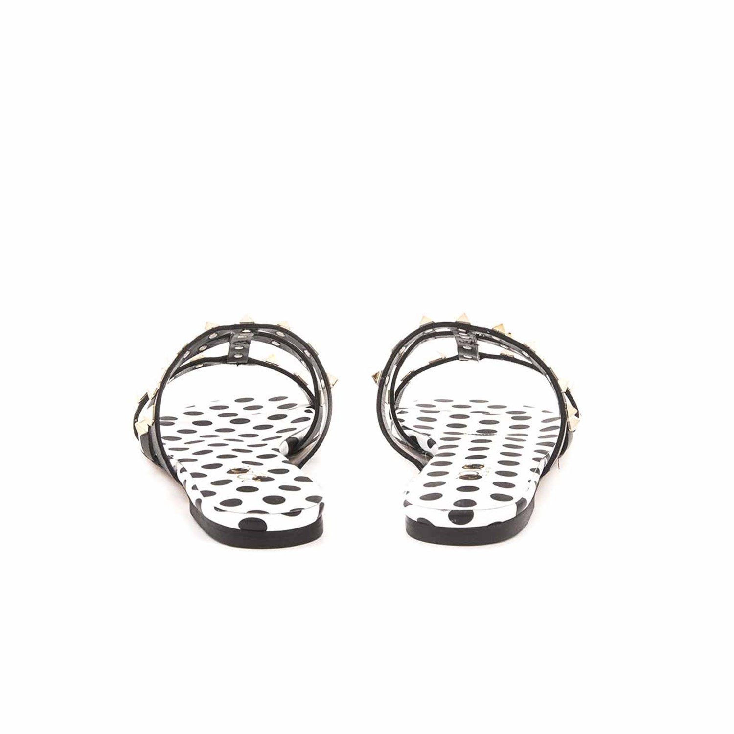 Rouge Kadın Hakiki Deri Neolit Taban Siyah - Beyaz Terlik Terlik