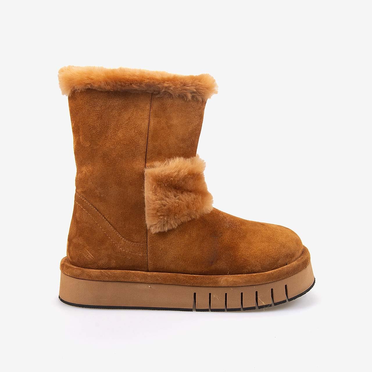 Rouge Hakiki Deri İçi Kürklü Kadın Bot 1070-1