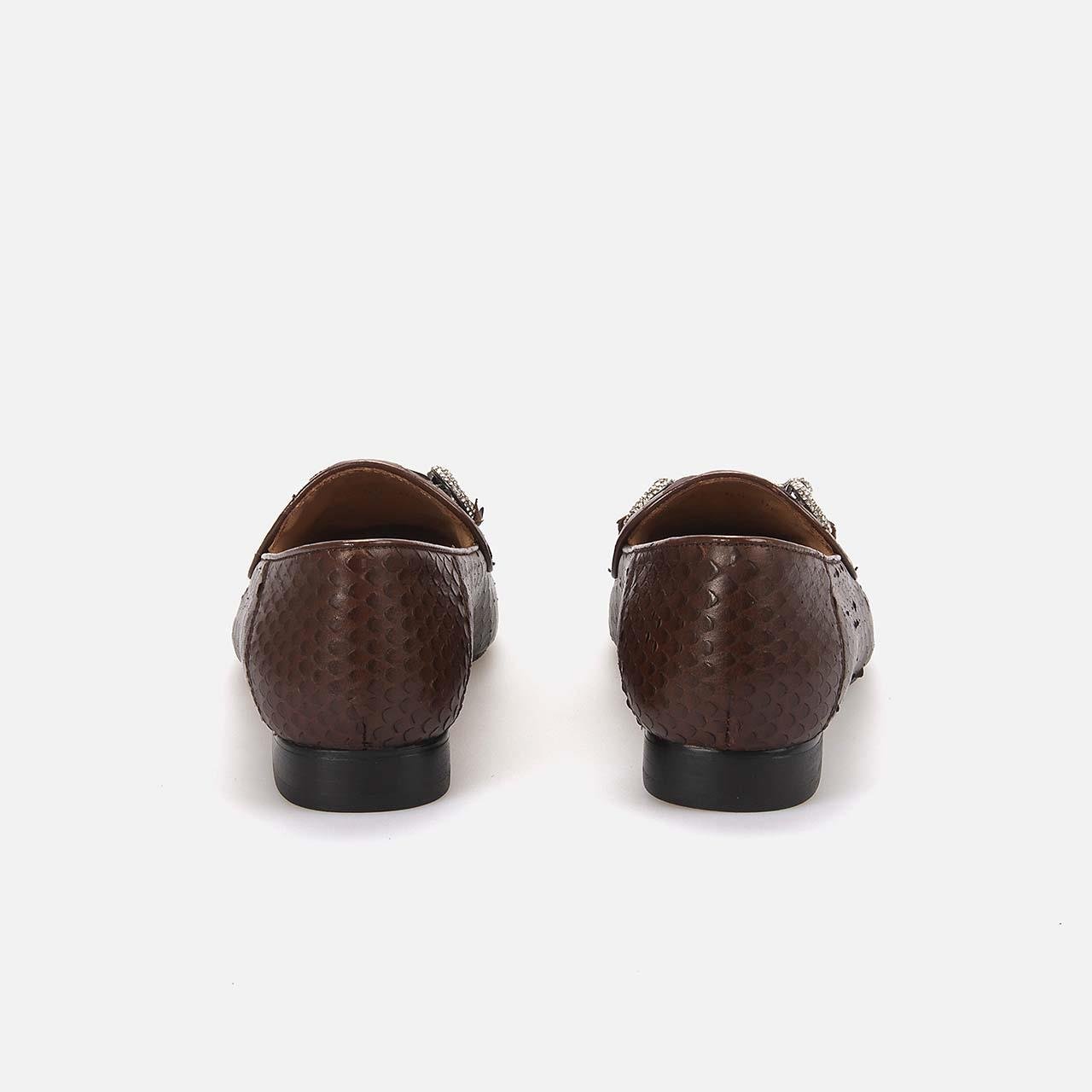 Rouge Kadın Yılan Tpu Taban Kahverengi Klasik Ayakkabı