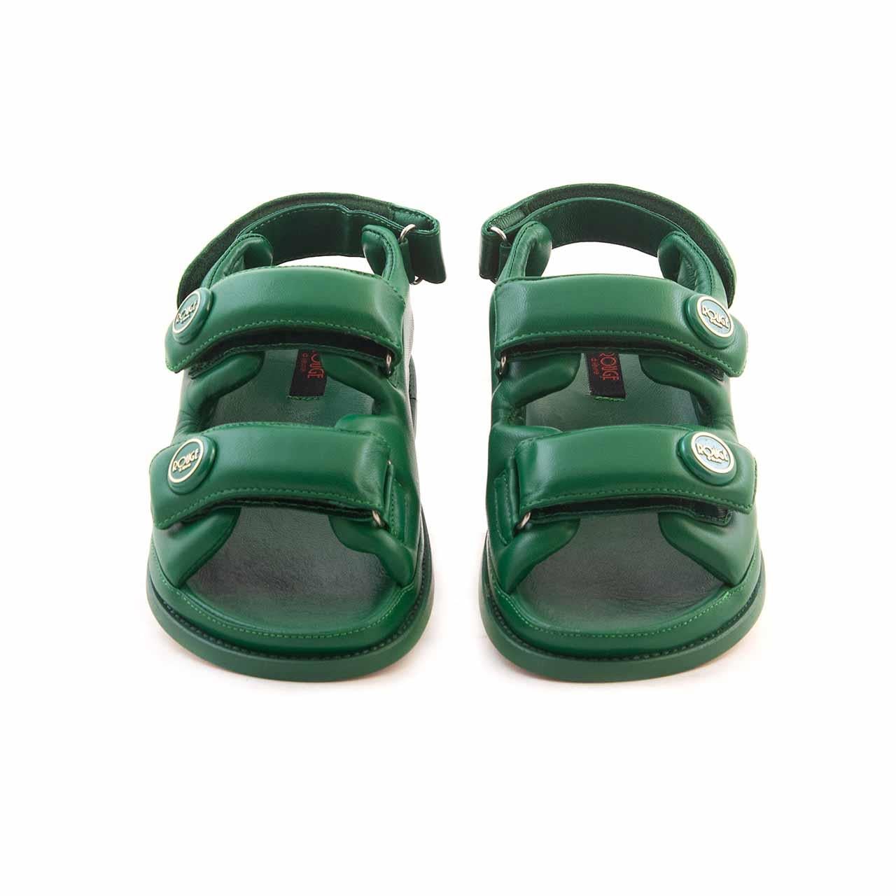 Rouge Kadın 3cm Kauçuk Taban Deri Cırt Cırtlı Yeşil Sandalet 097-70