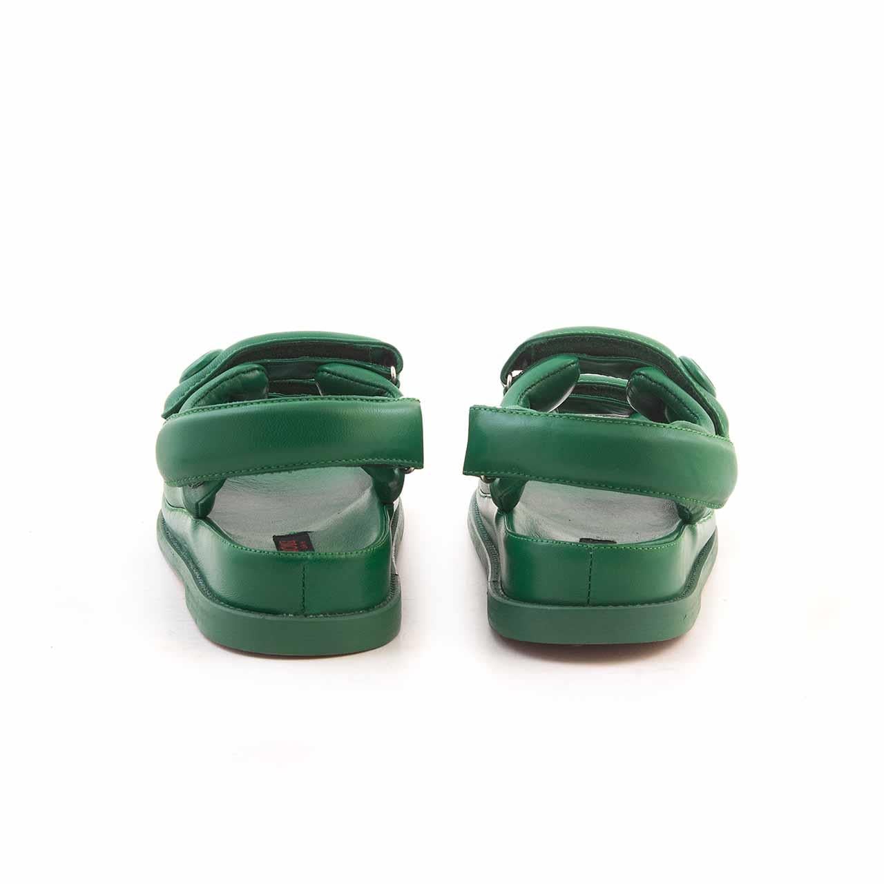Rouge Kadın 3cm Kauçuk Taban Deri Cırt Cırtlı Yeşil Sandalet 097-70