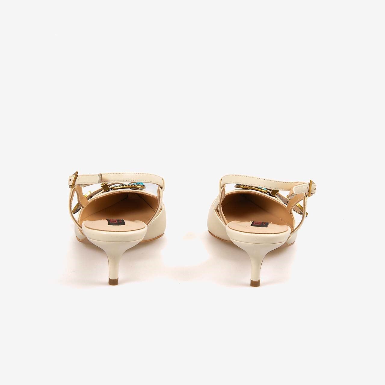 Rouge Kadın Taşlı Toka Detaylı Slingback Sivri Burun 6cm Topuklu Ayakkabı 7124