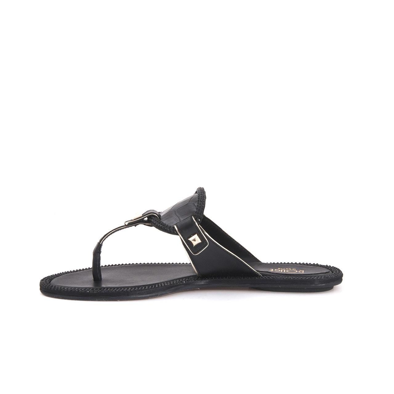 Rouge Kadın Hakiki Deri Neolit Taban Siyah Terlik Terlik