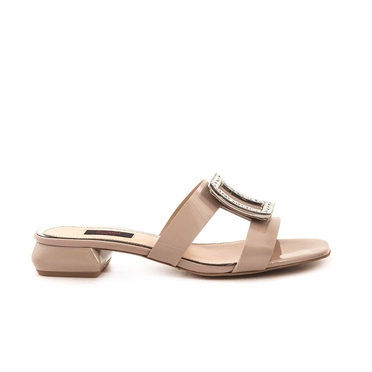 Rouge Kadın Rugan Deri Neolit Taban Bej Parlak Terlik Terlik